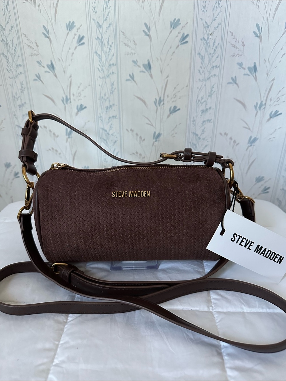 Steve Madden Chocolate Brown Mini Barrel Crossbody